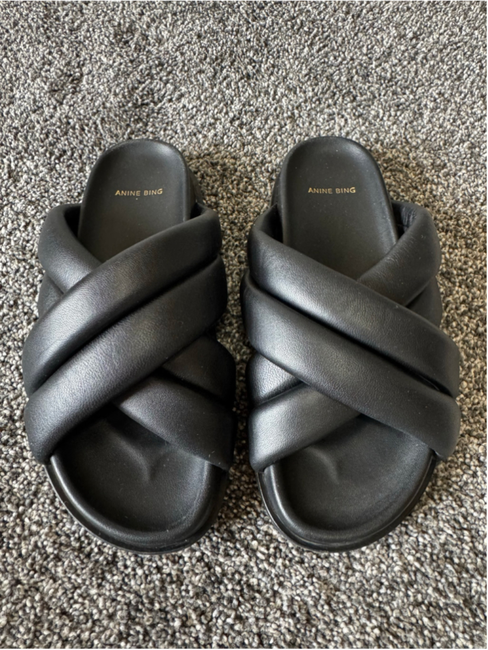 Anine Bing Women's Lizzie Slider Sandals in Black Size 36/6 - Picture 4 of 15
